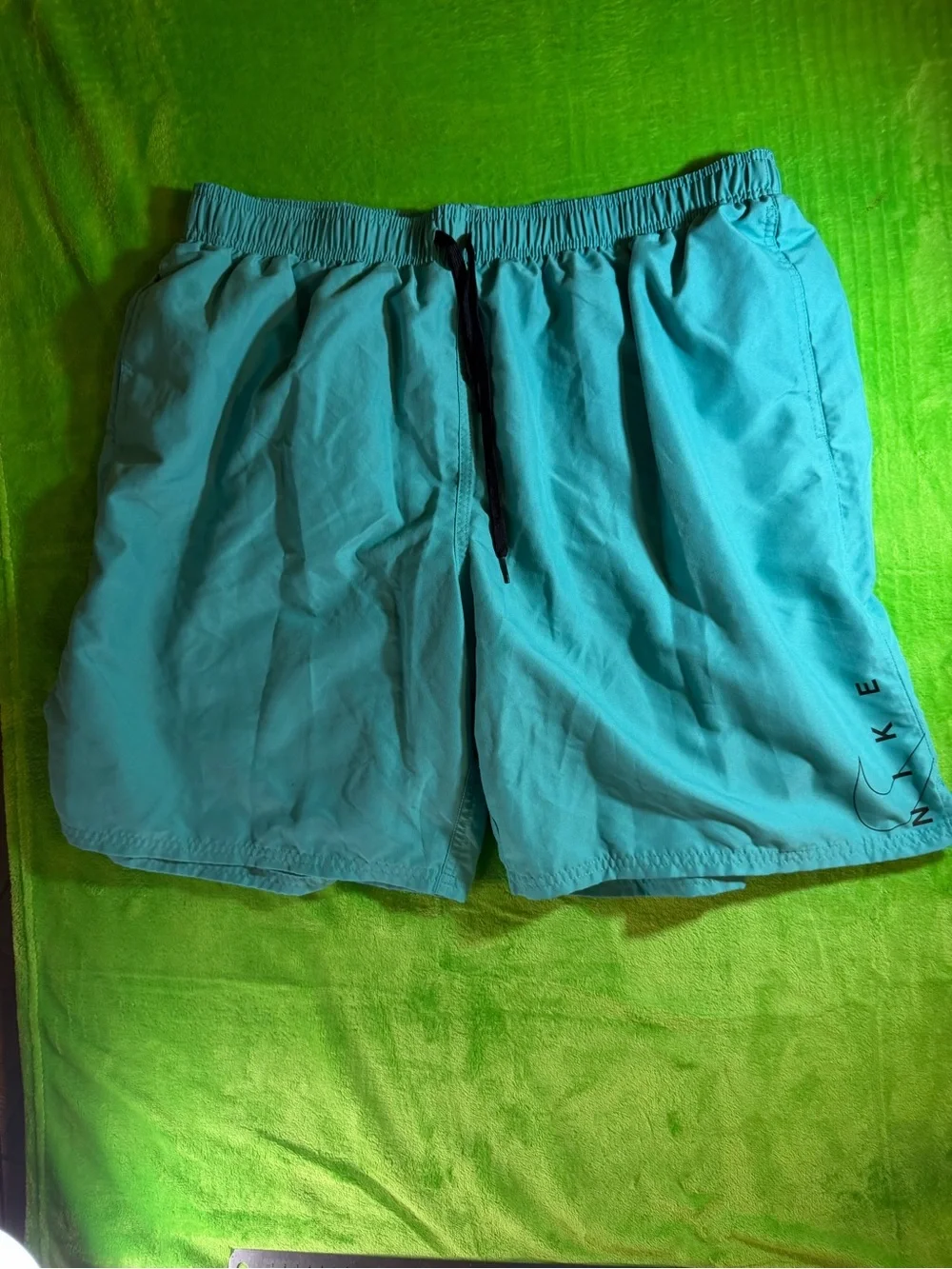Nike Men's Turquoise Swim Trunks with Black Drawcord